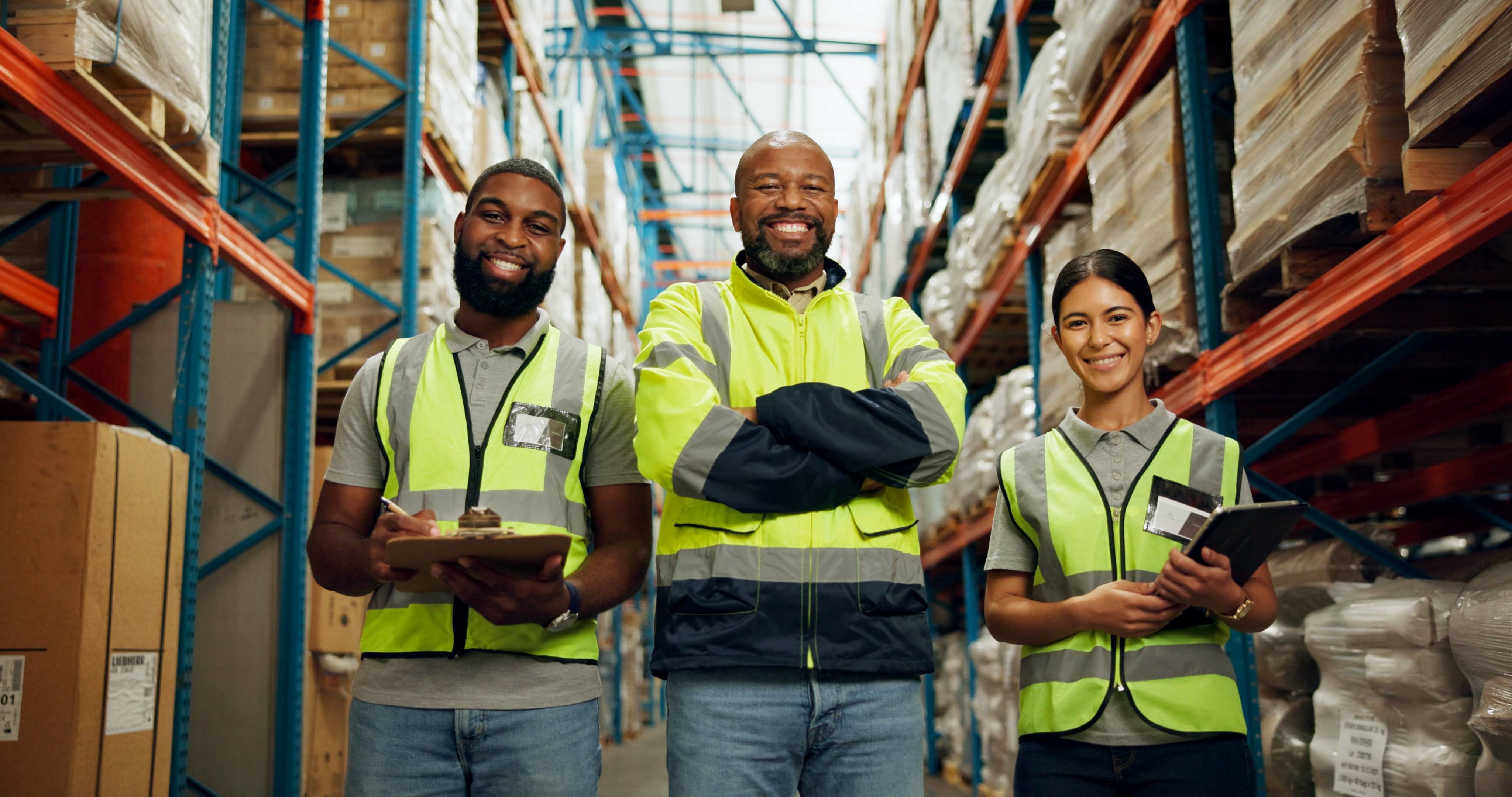people-employees-happy-warehouse-portrait-manufacturing-with-teamwork-business-coworking-smile-with-clipboard-tablet-wholesale-package-supply-chain-delivery