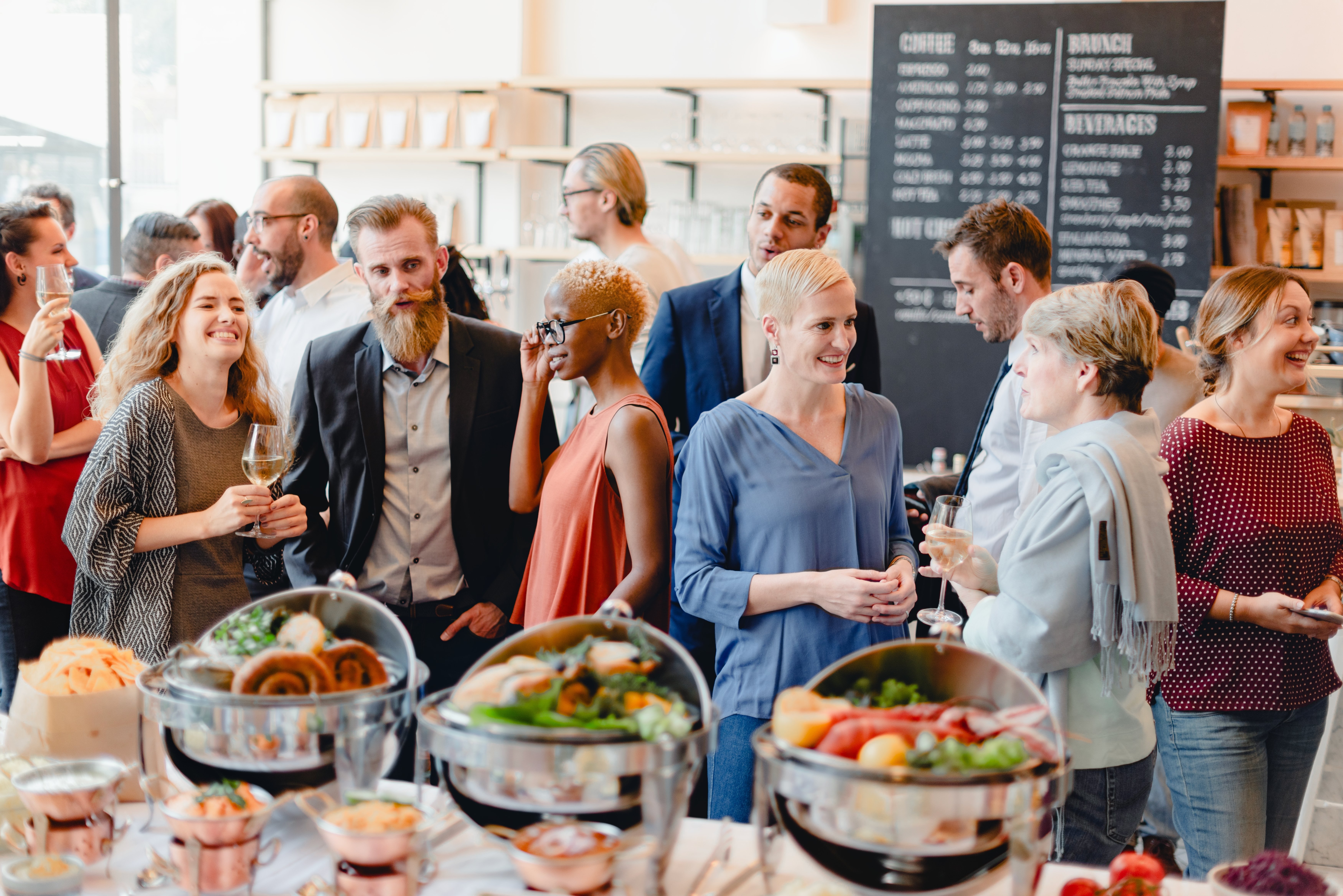 professional-people-socializing-gathering-with-food-drinks-diverse-crowd-enjoying-business-event-social-event-with-friends-diverse-professional-people-mingle-business-event