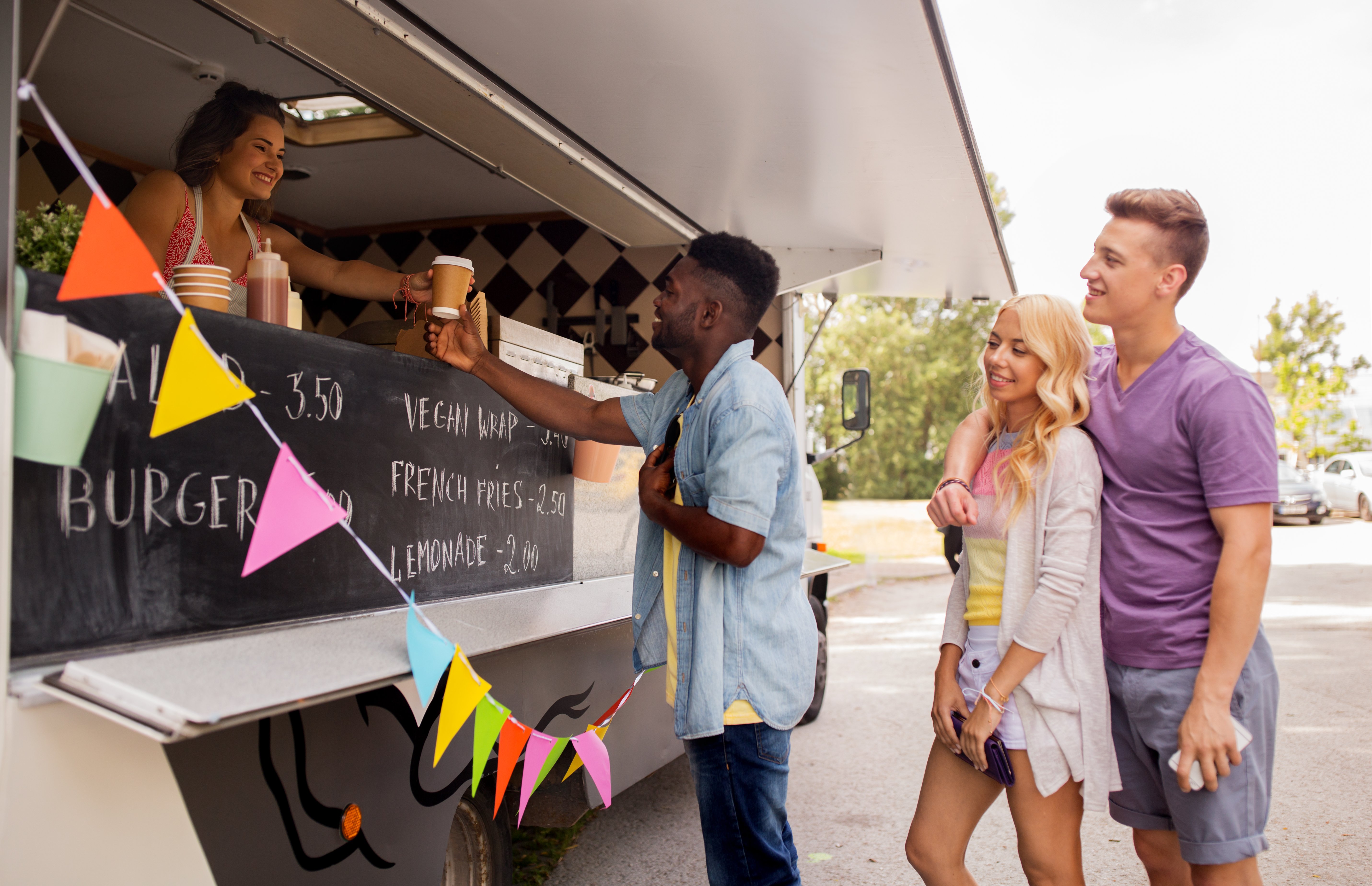 street-sale-people-concept-happy-customers-queue-food-truck